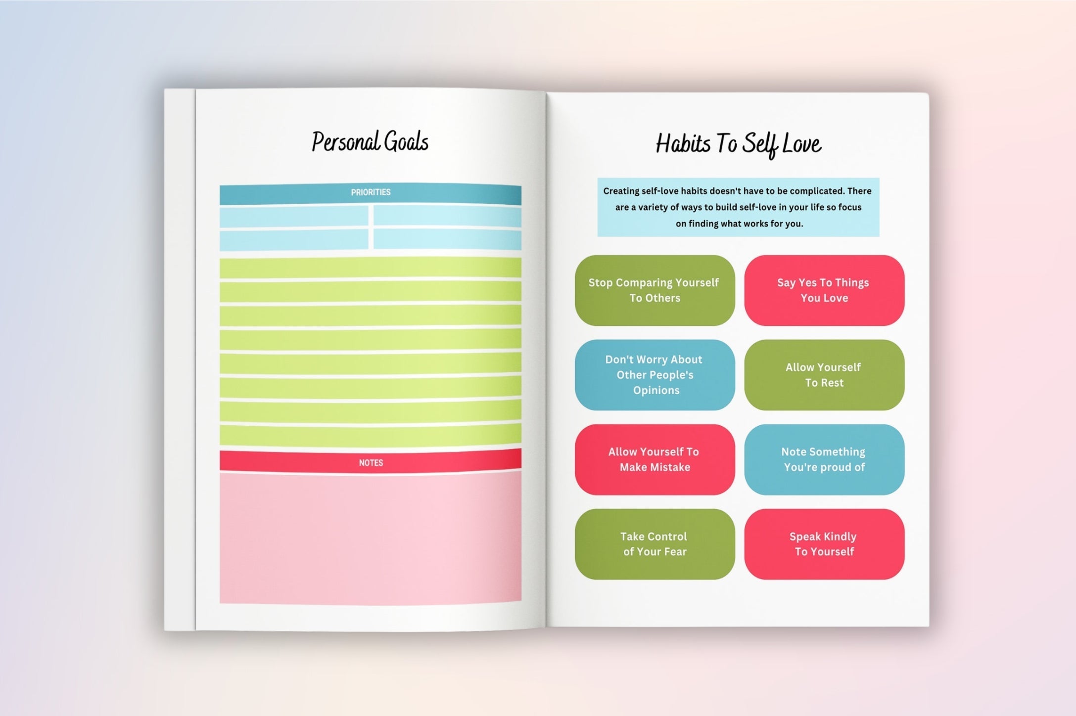 Self Love Workbook for Personal Growth