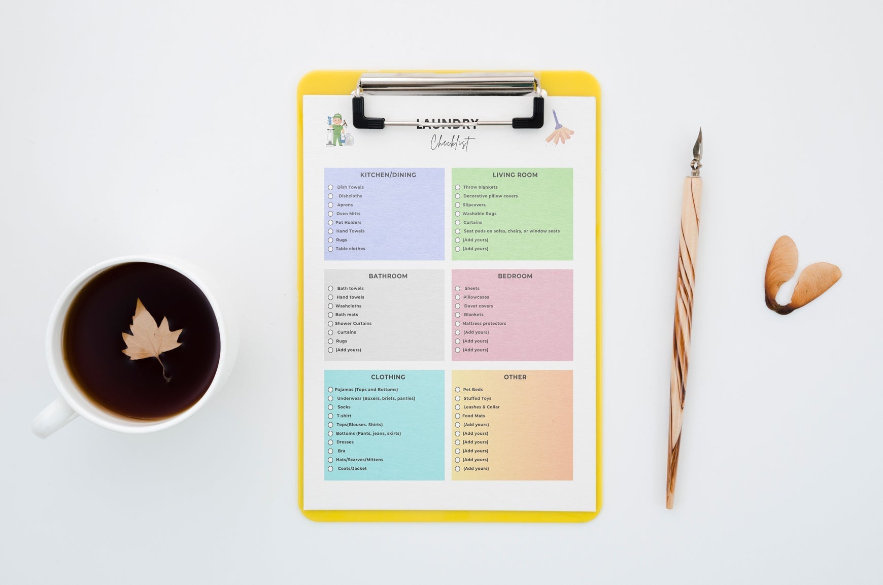 ADHD Cleaning Planner including room-by-room cleaning planner