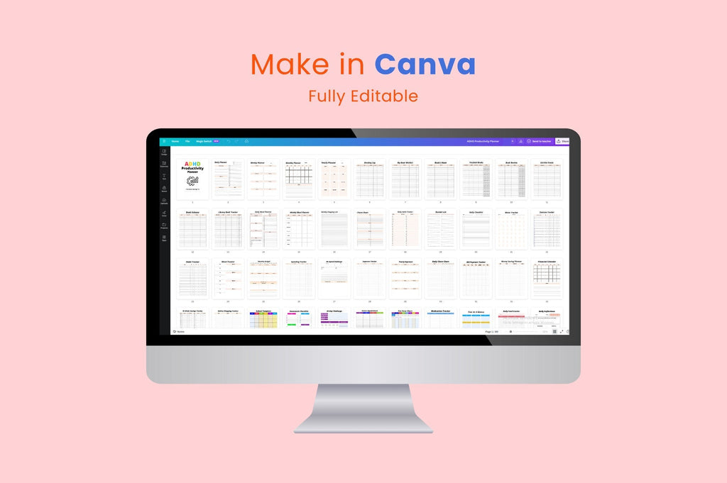 ADHD Productivity Planner with complete productivity planner pages