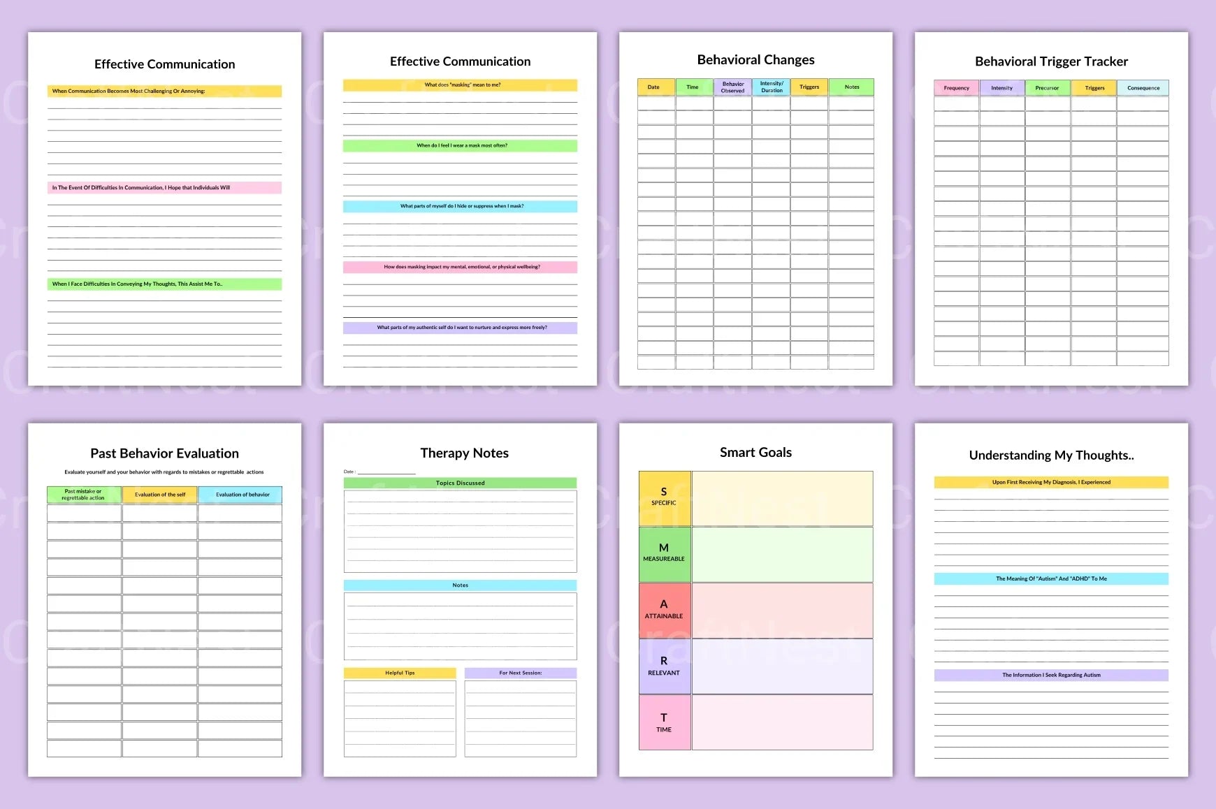 Comprehensive autistic planner printable with routine planner, goal tracker, and organization templates