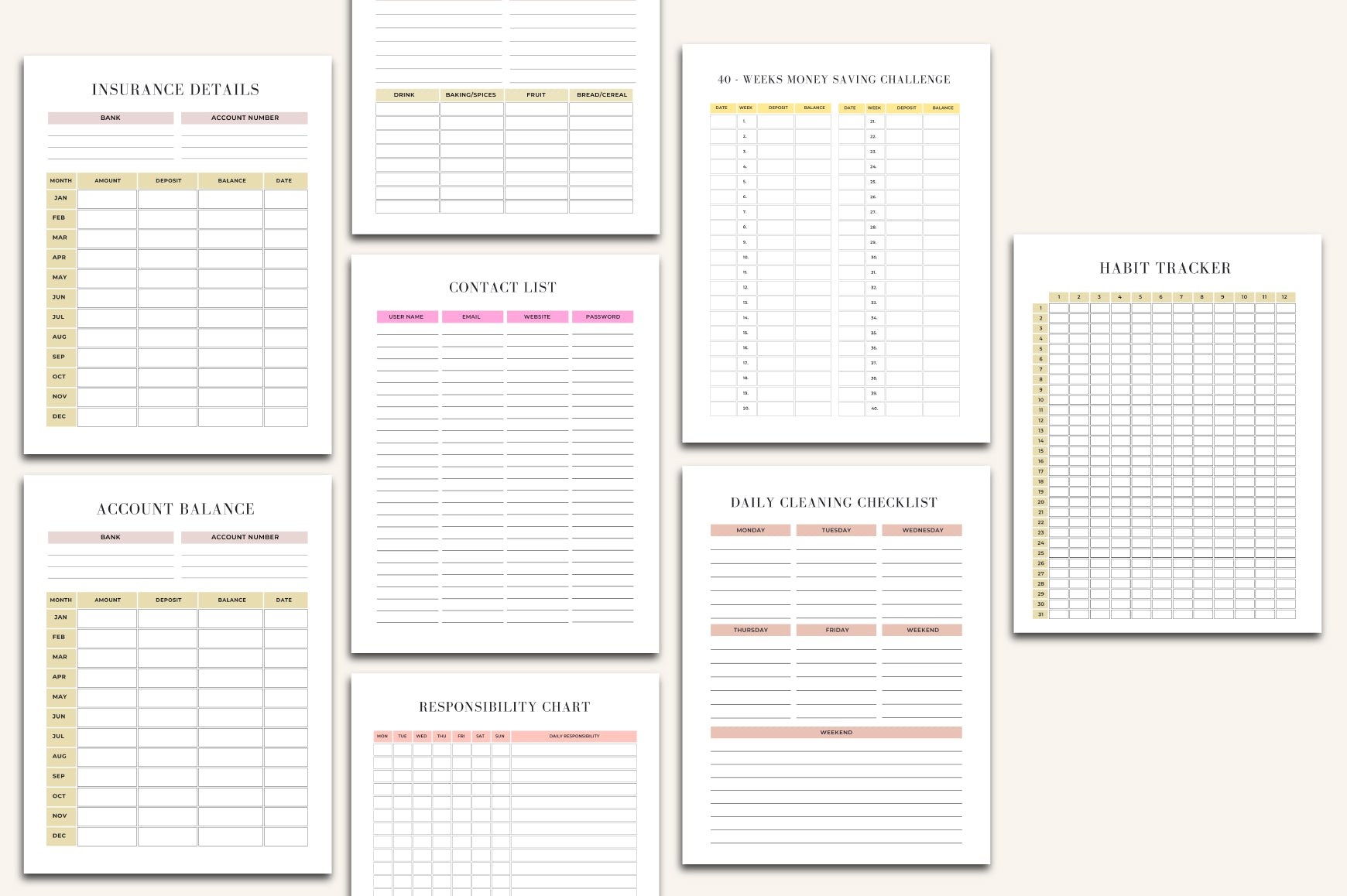 House Management Binder Planner