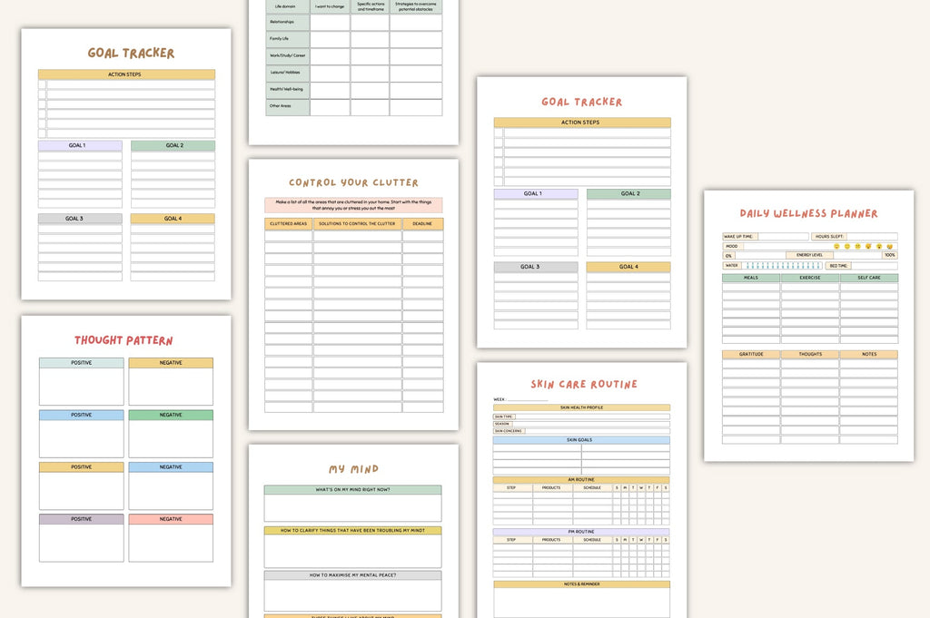 Anxiety ADHD Mega Journal featuring printable planning and wellness pages