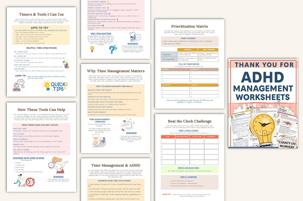 ADHD Time Management Worksheets Book with complete printable productivity worksheets