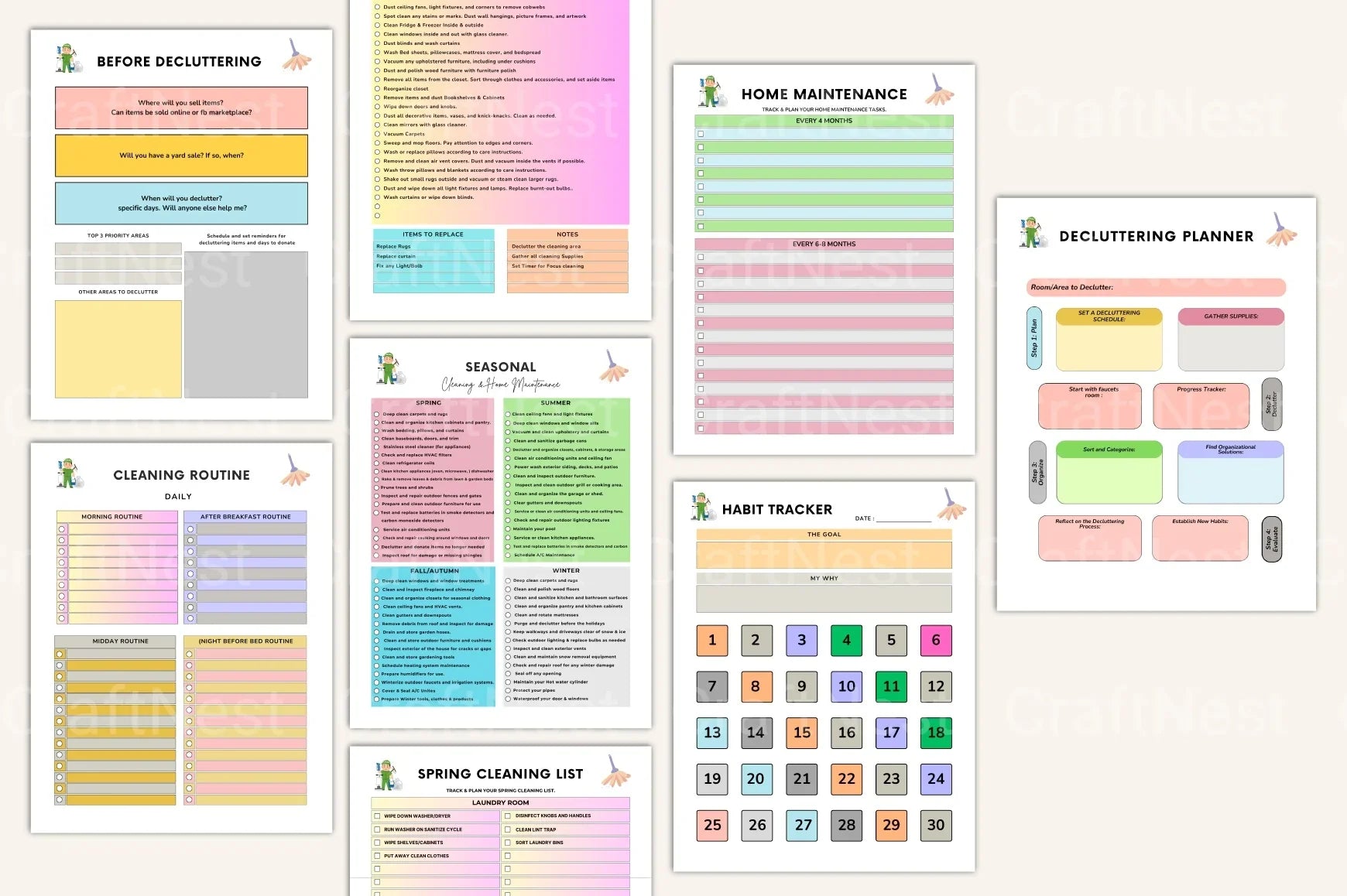 ADHD Cleaning Tips and Strategies cleaning schedule worksheets