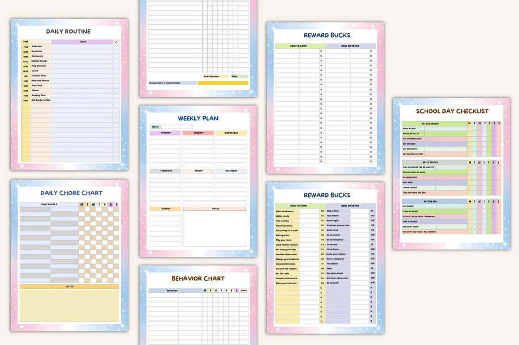Kids Task Reward Charts Planner