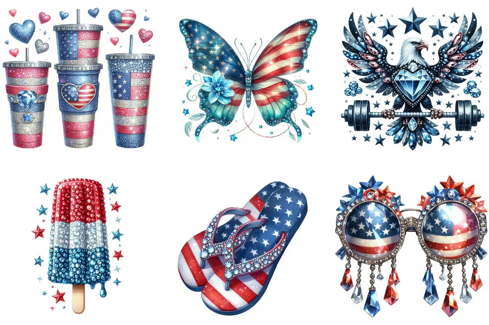 Rhinestone Sparkle American Clipart Bundle