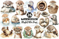 Playful Otter Pups Clipart Bundle