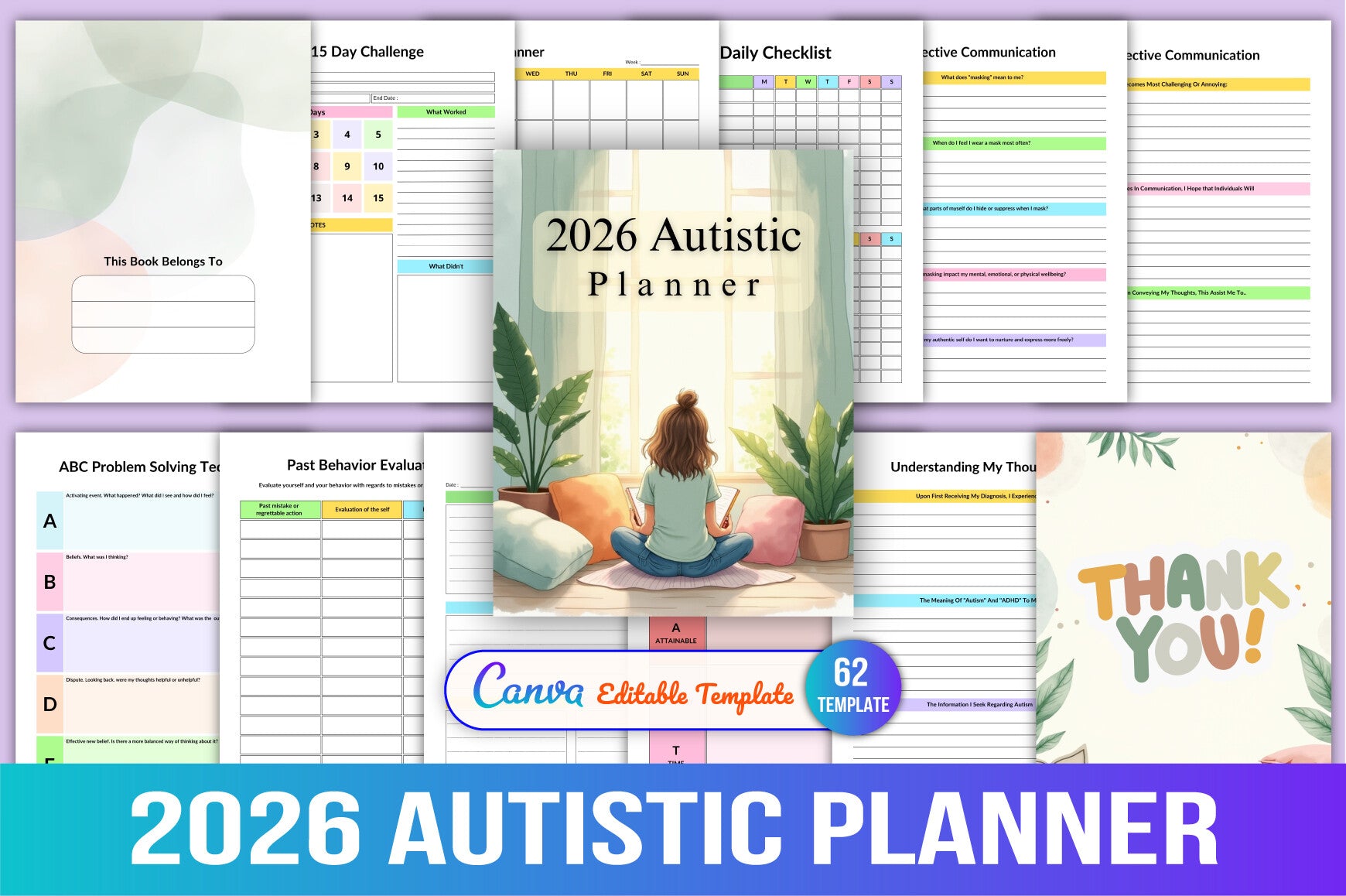 Autistic Planner cover with printable autism planner pages