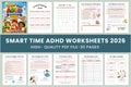 Smart Time ADHD Worksheets Book cover with printable time management pages