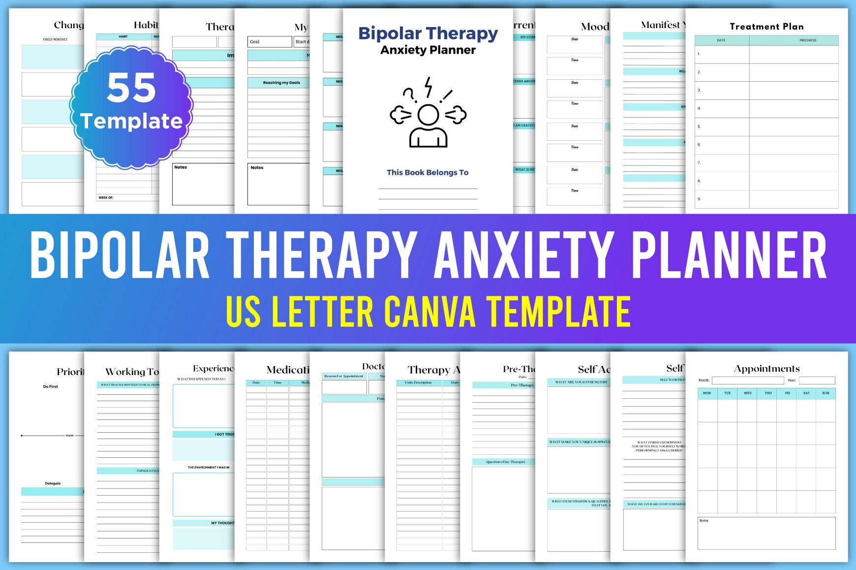 Bipolar Therapy Anxiety Planner