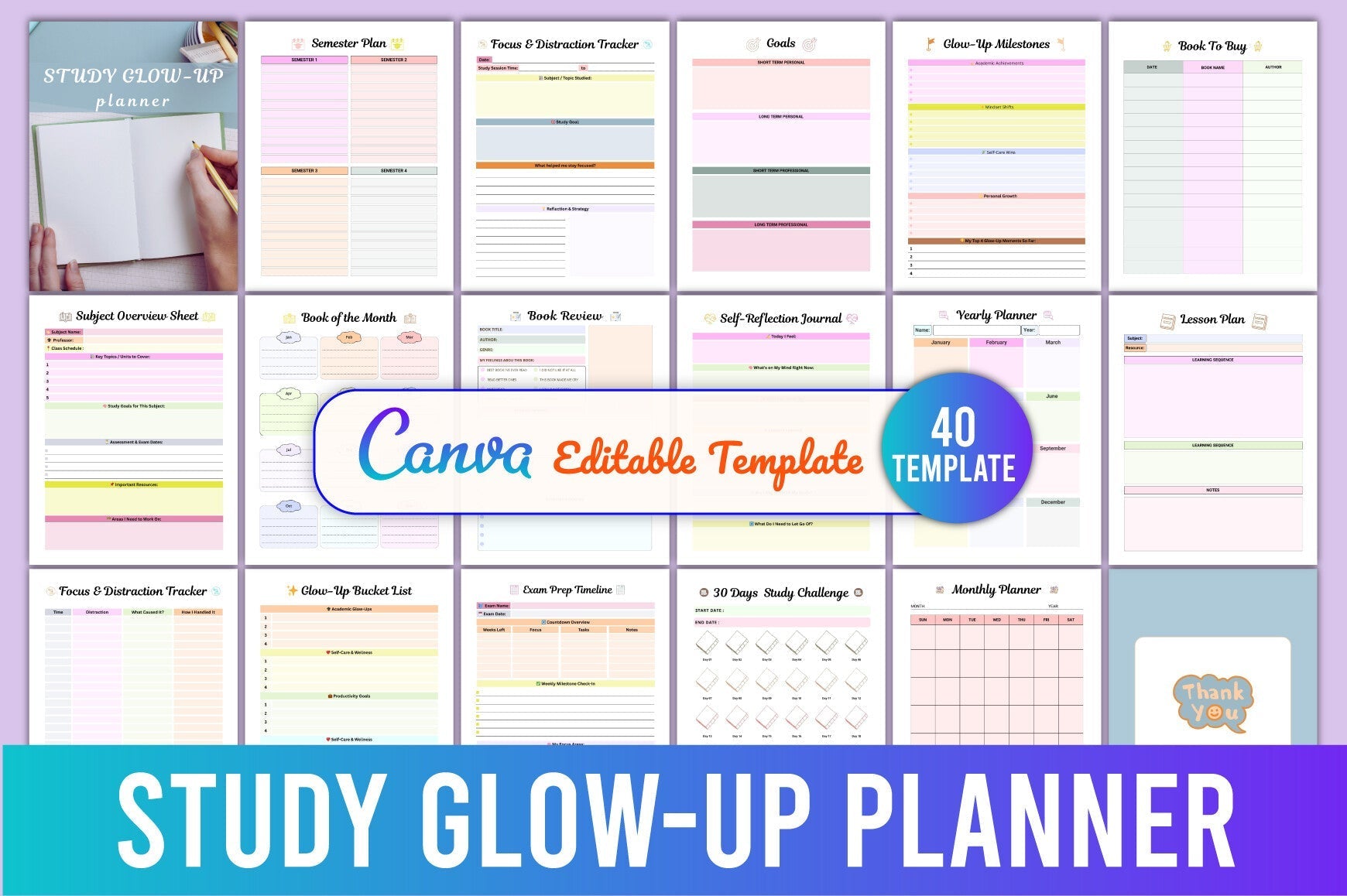 Study Glow Up Planner: Boost Your Academic Success