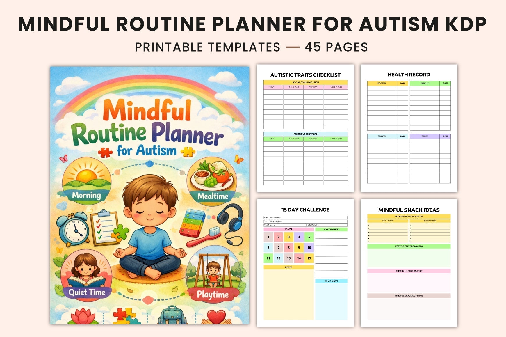 Mindful Routine Planner for Autism cover with printable planner pages
