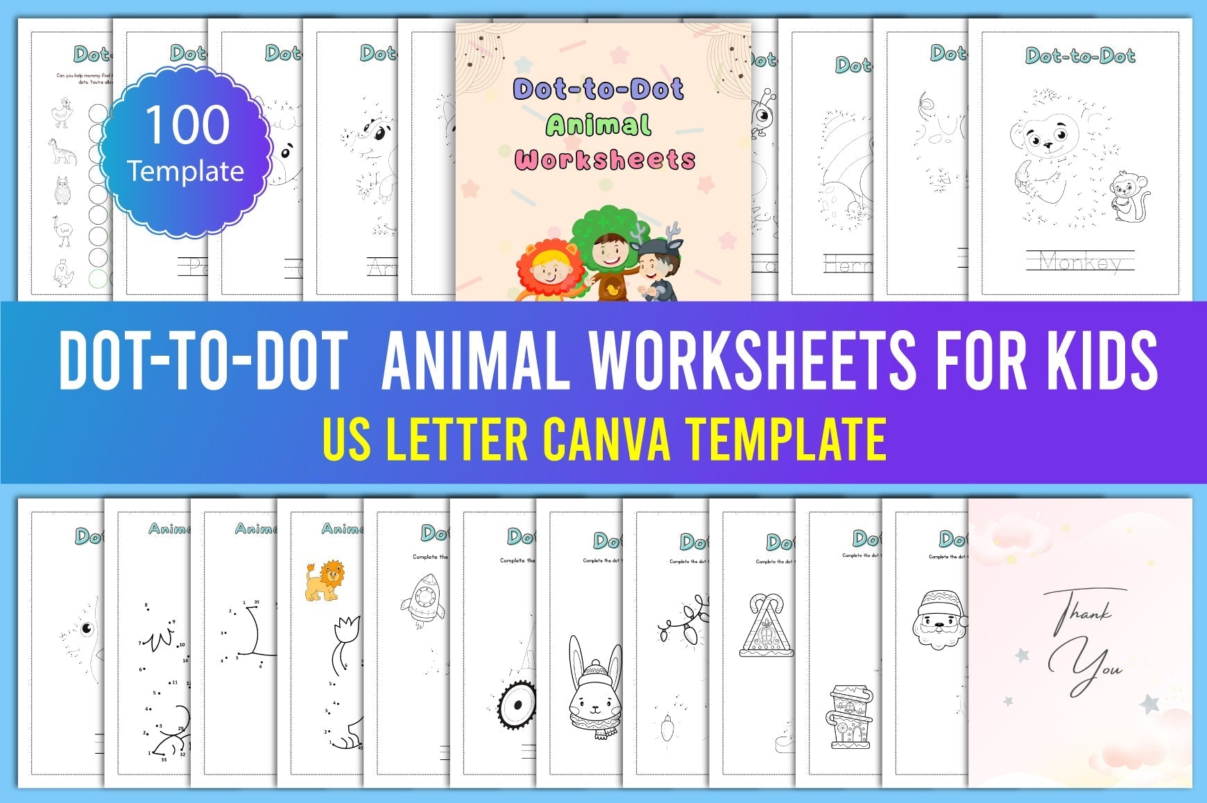 Dot-to-Dot Animal Worksheets for Kids Book
