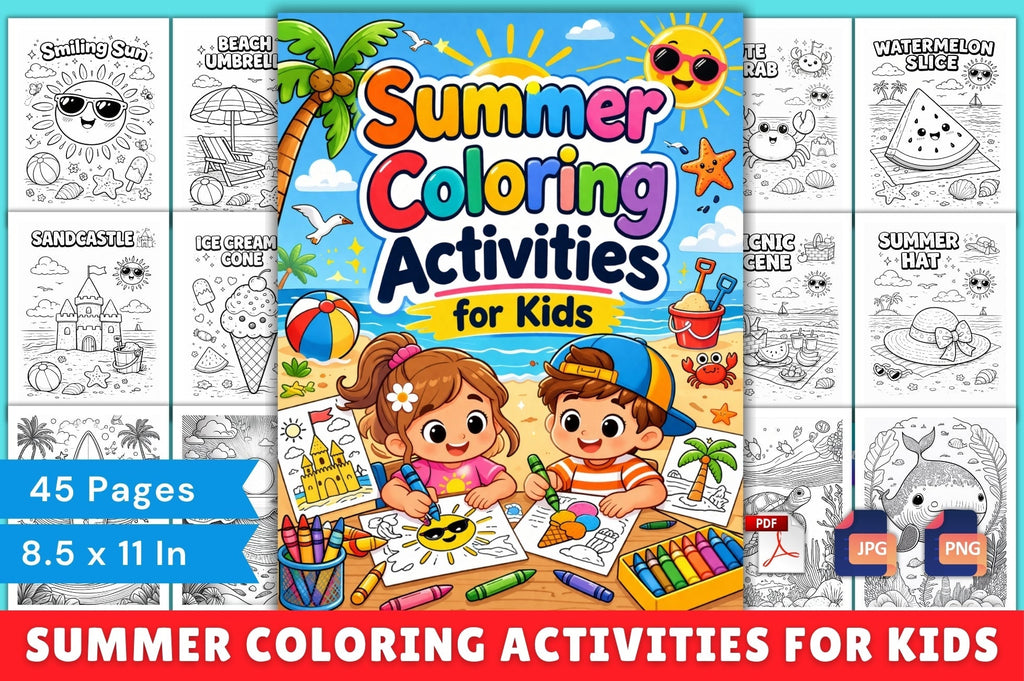 Summer Coloring Activities for Kids Workbook