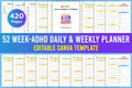 ADHD Daily Weekly Planner cover with printable planning and organization pages