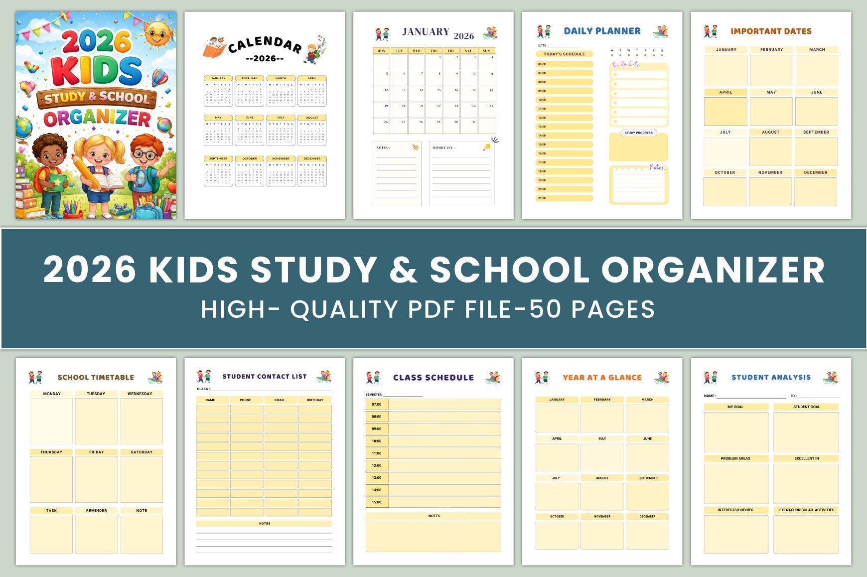 Kids Study School Planner
