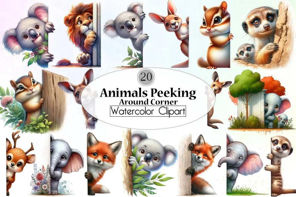 Animals Peeking Clipart Bundle
