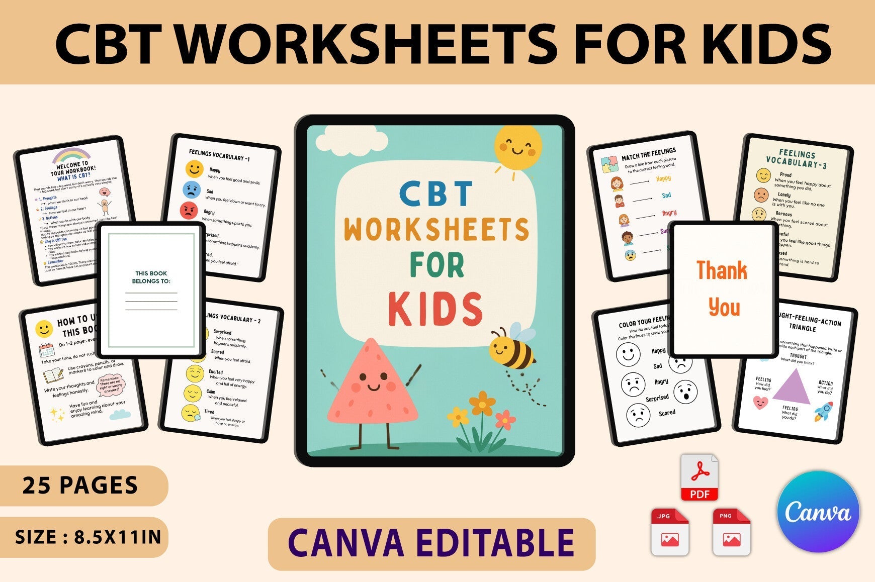 CBT Worksheets for Kids Planner