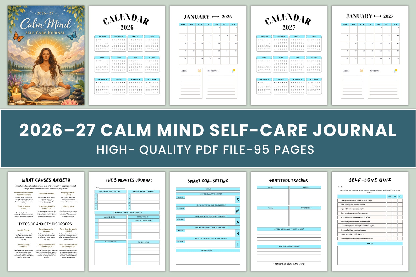 Calm Mind Self Care Journal
