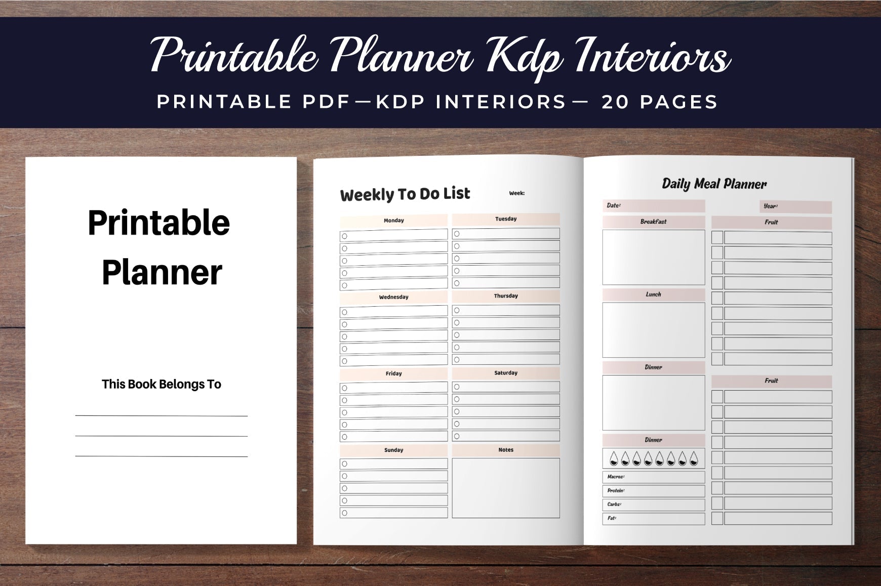 Printable Planner KDP Interior