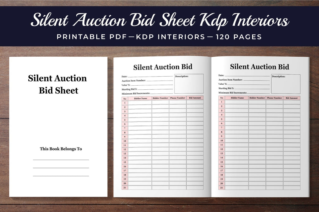 Silent Auction Bid Sheet Planner