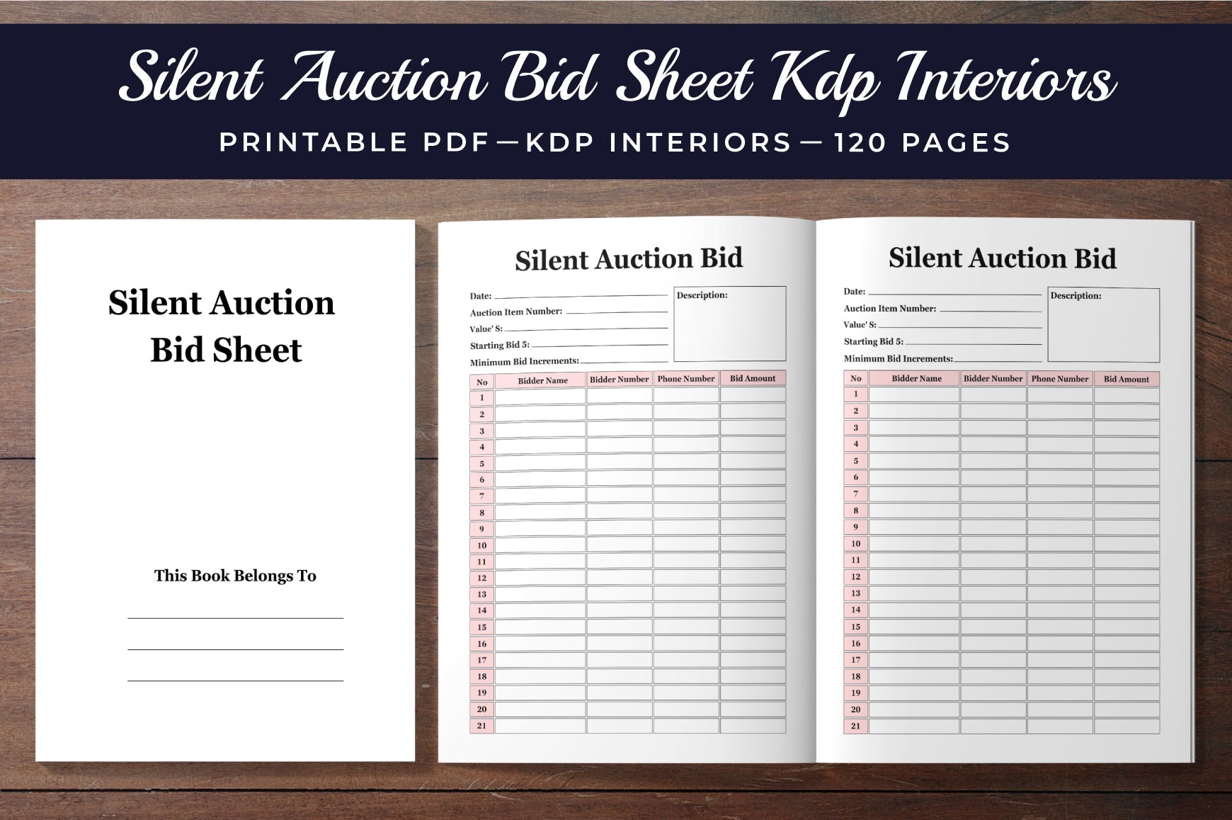 Silent Auction Bid Sheet Planner