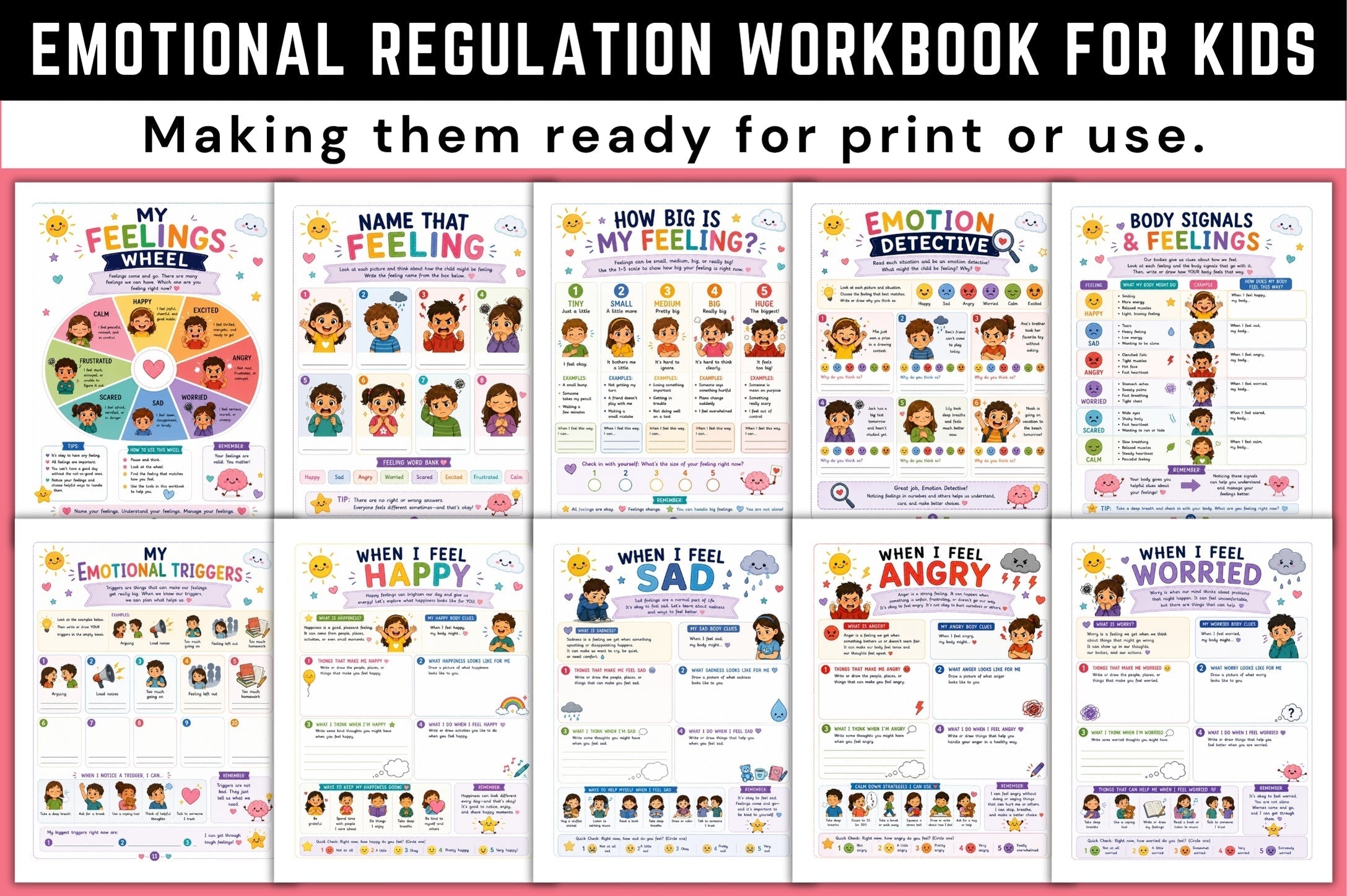 Emotional Regulation For Kids Workbook