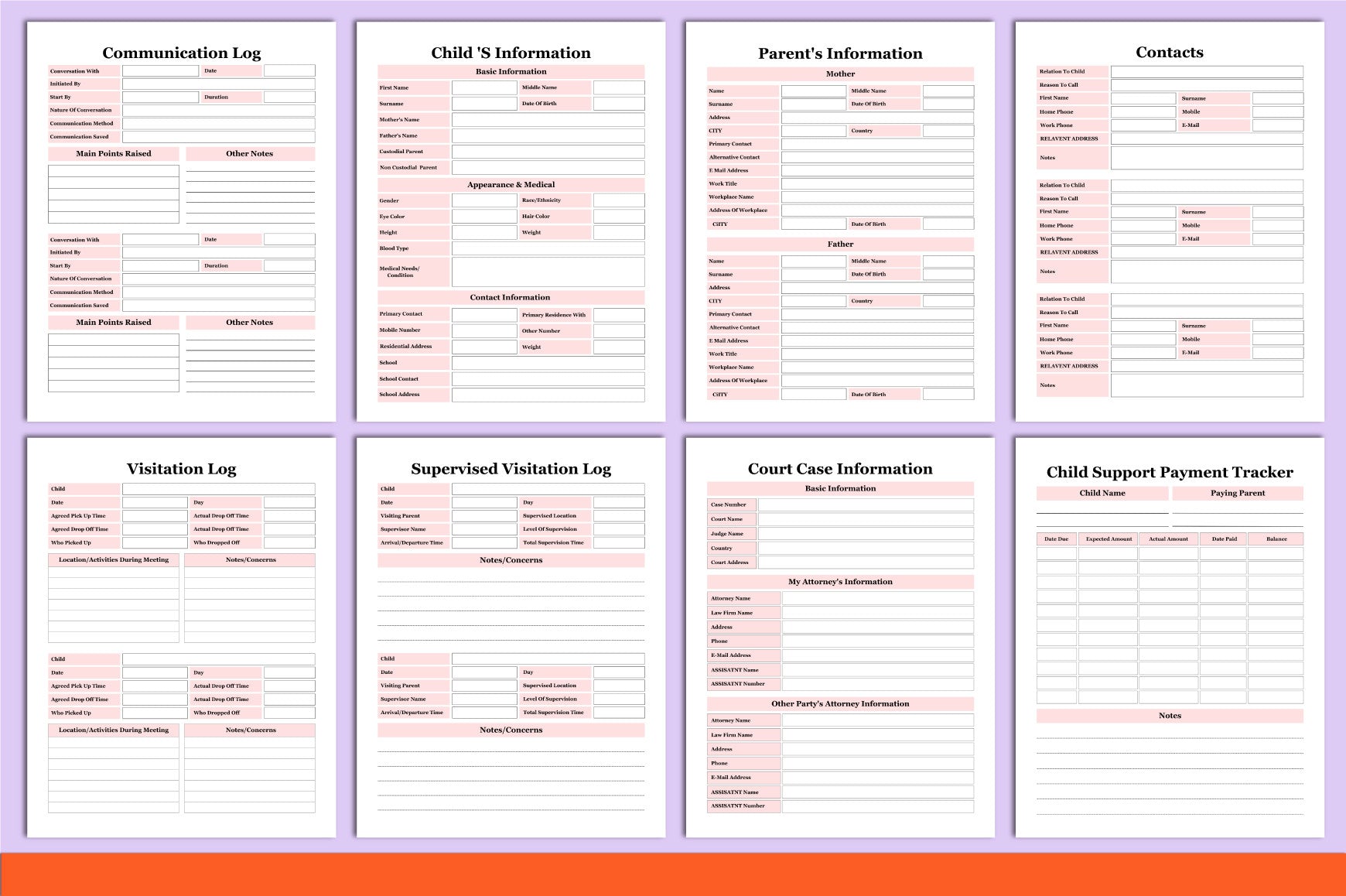 Child Custody Planner Binder