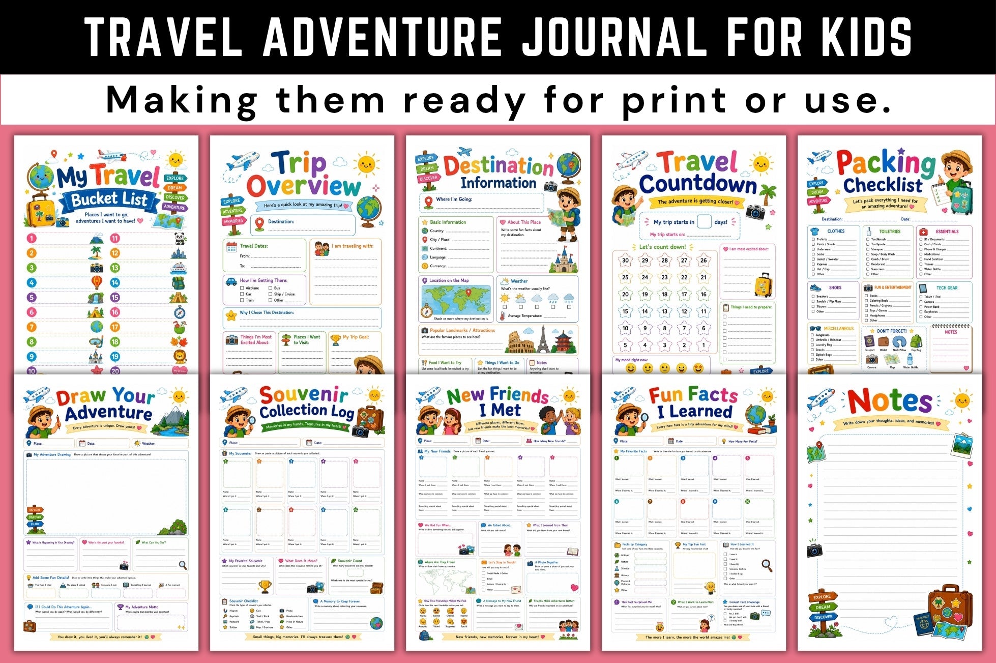 Travel Adventure For Kids Journal