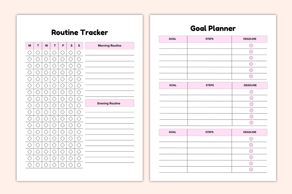 ADHD Self-Care Support Planner Worksheets