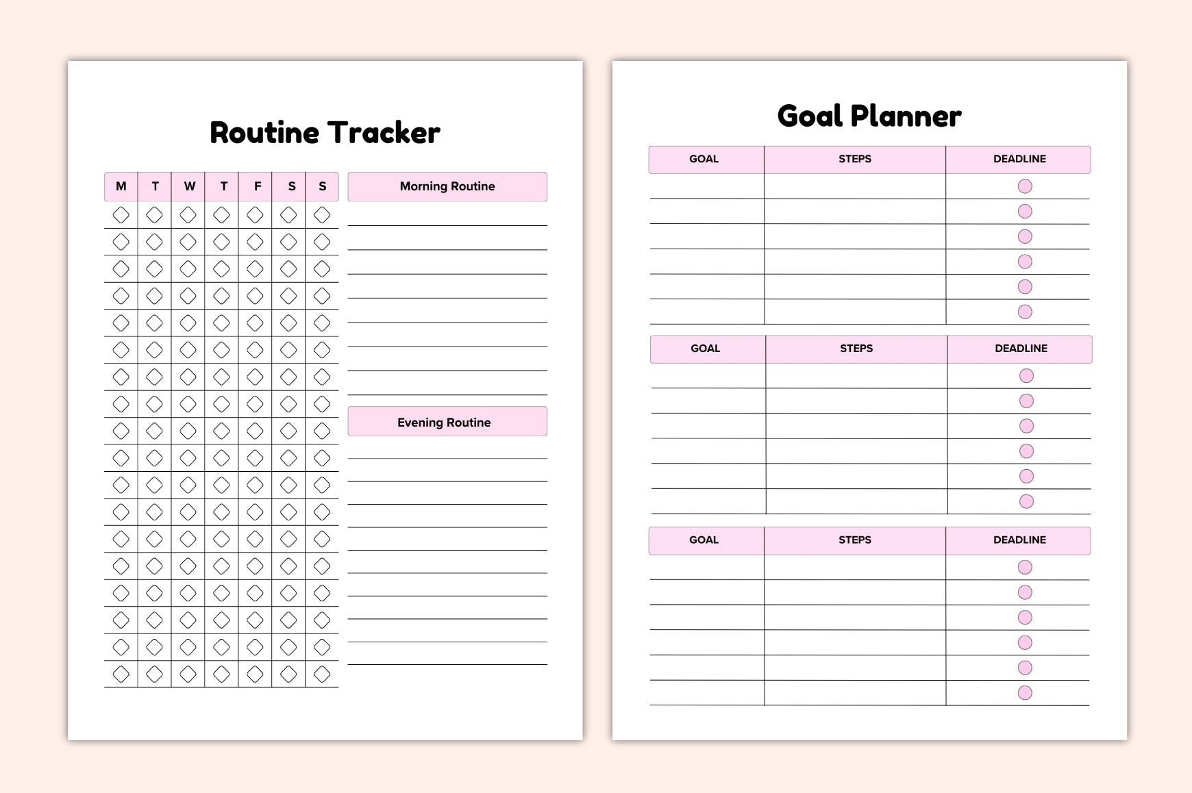 ADHD Self-Care Support Planner Worksheets