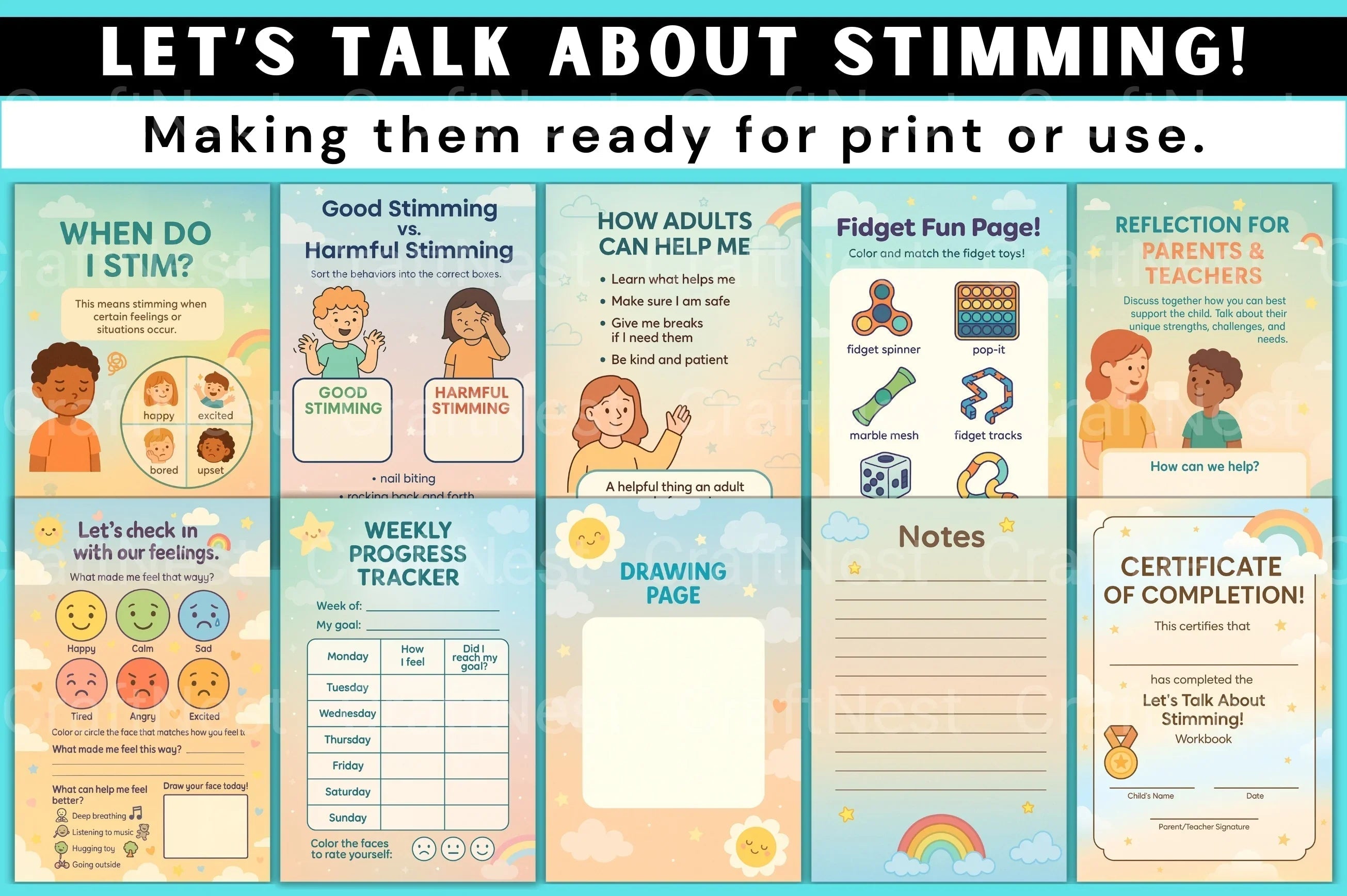 Understanding Stimming A Comprehensive Guide educational workbook pages