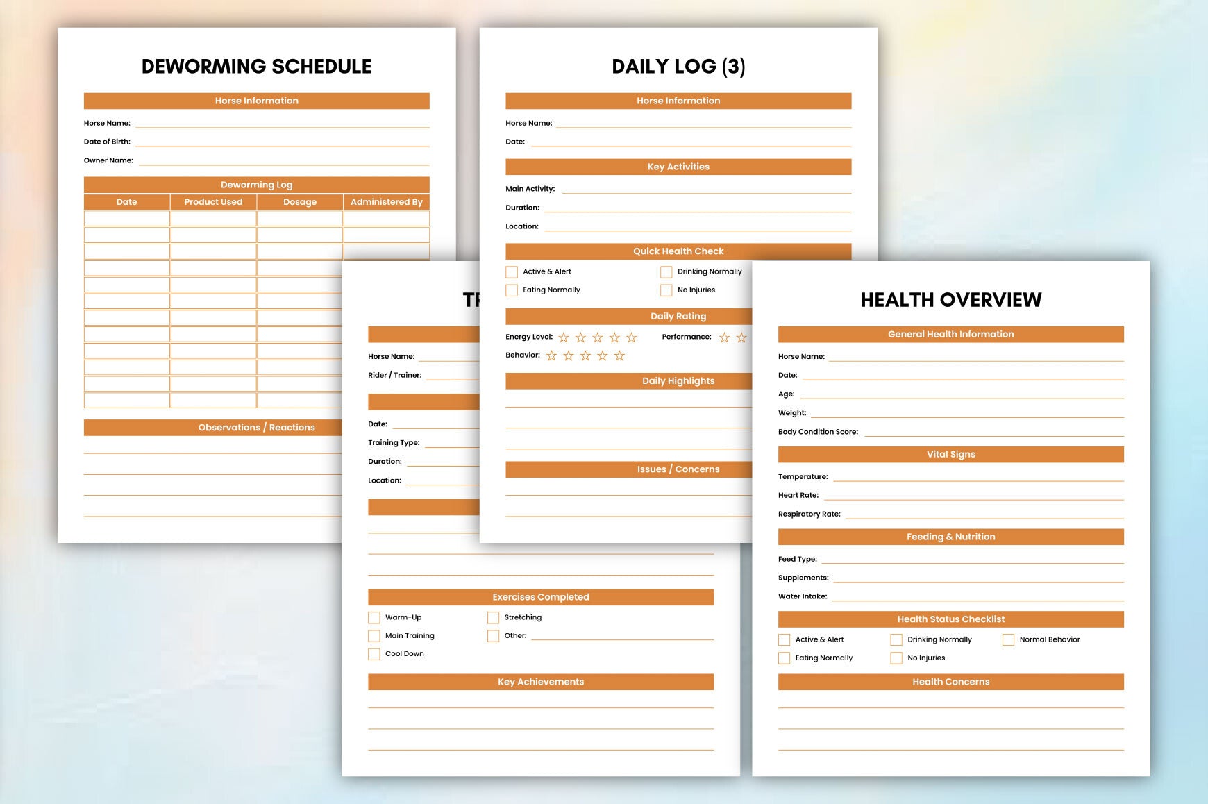 Horse Care Training Journal