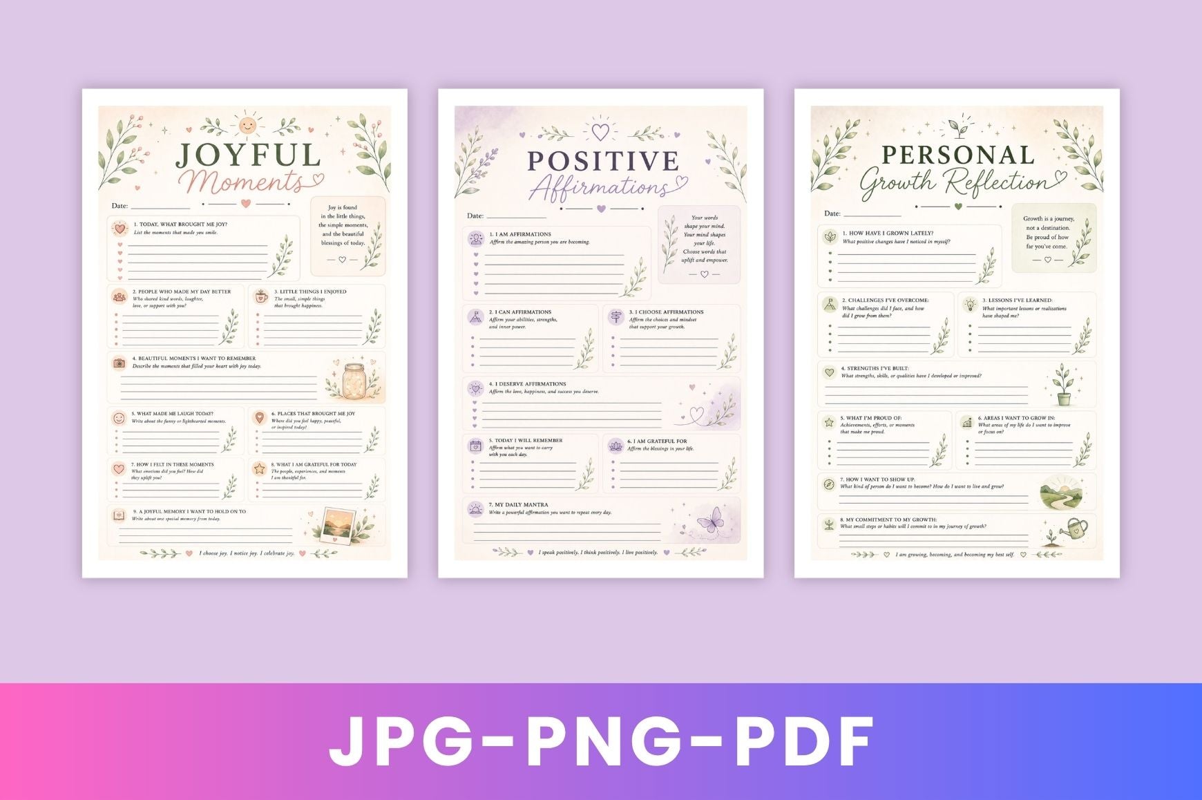 Positive Thoughts Gratitude Journal