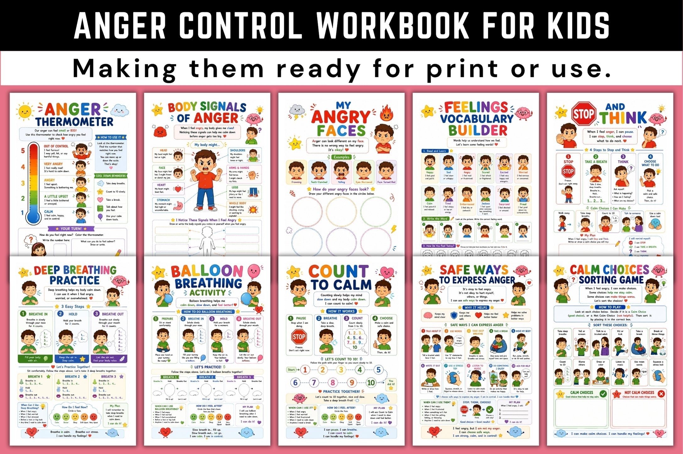 Anger Control For Kids Workbook