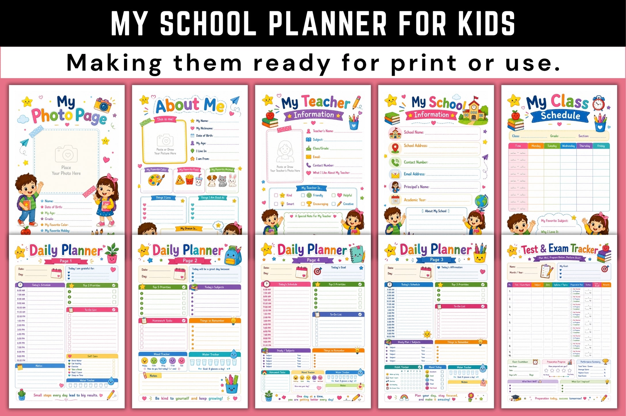 My School For Kids Planner