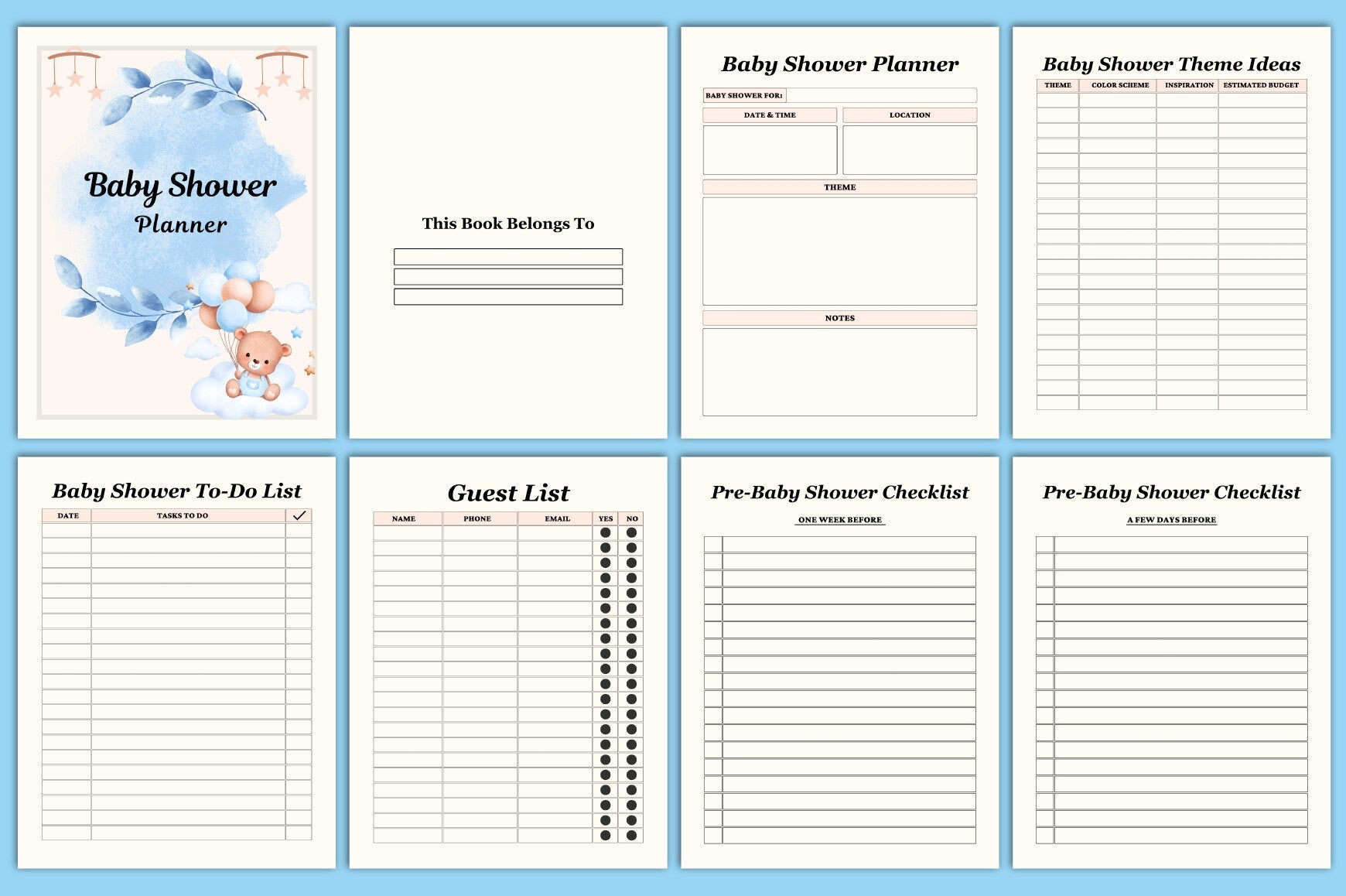 Editable Baby Shower Planner