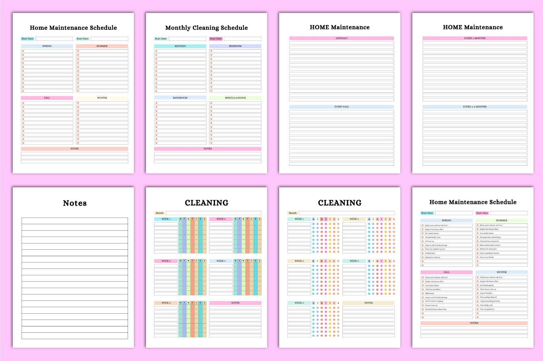 ADHD Cleaning Planner for Effective Organization Worksheets