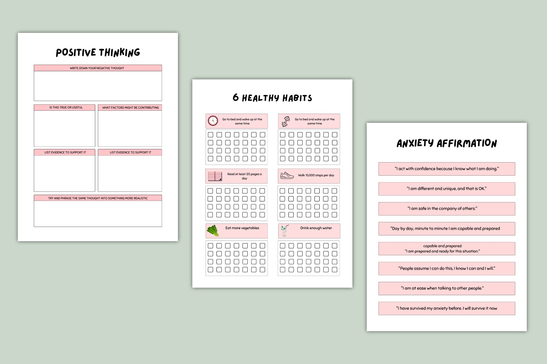 Mind Balance ADHD Anxiety Journal featuring self-care and reflection worksheets