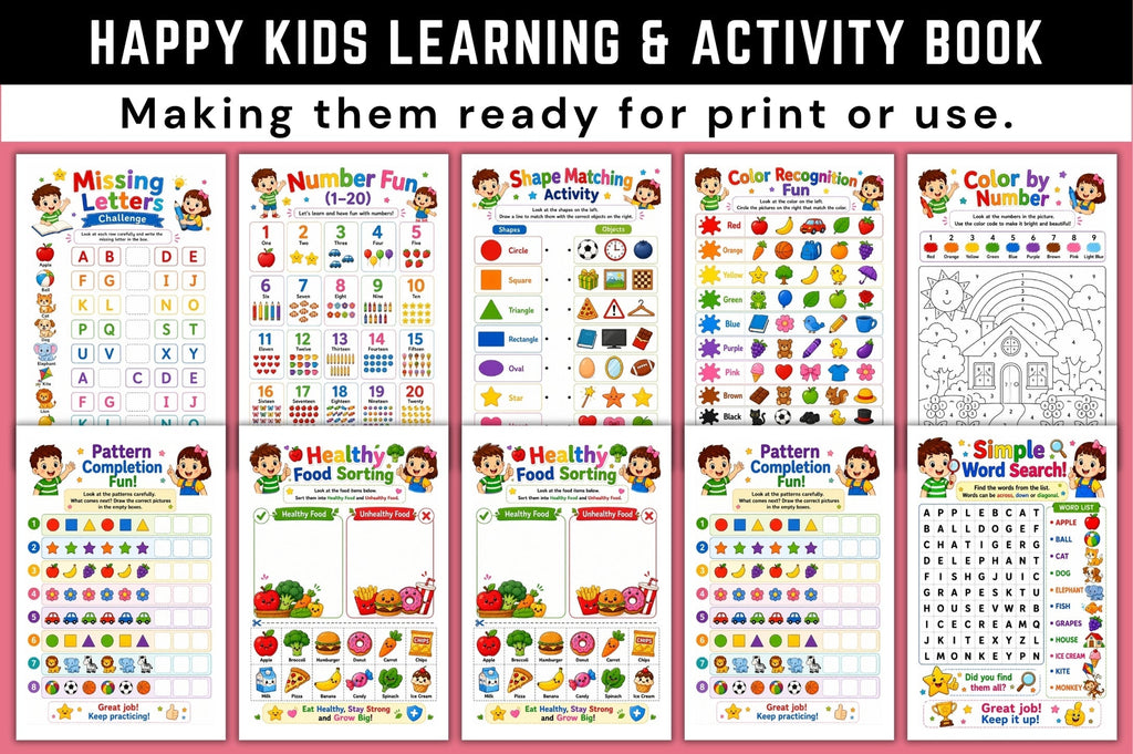 Happy Kids Learning Activity Book