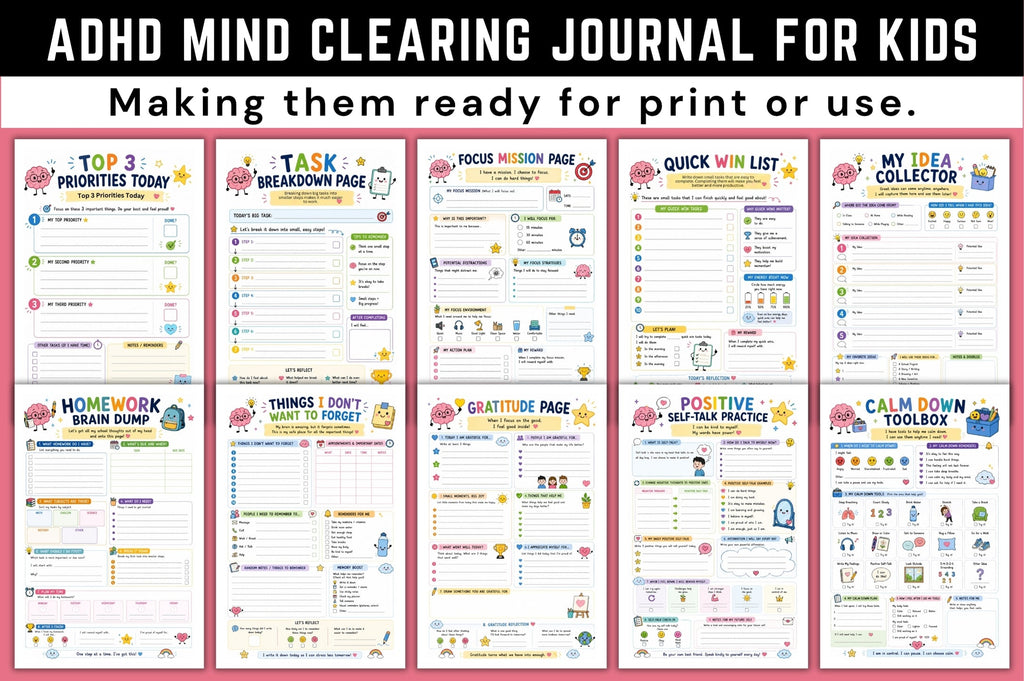 Adhd Mind Clearing For Kids Journal