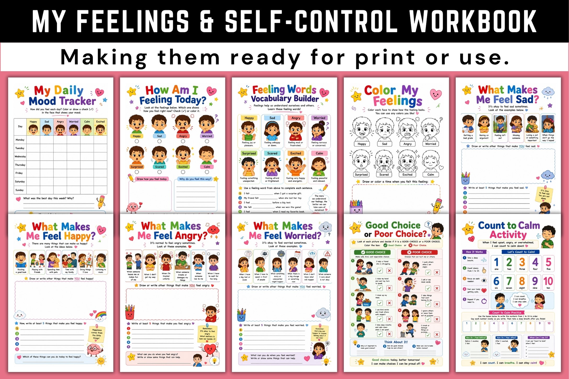 My Feelings Self Control Workbook