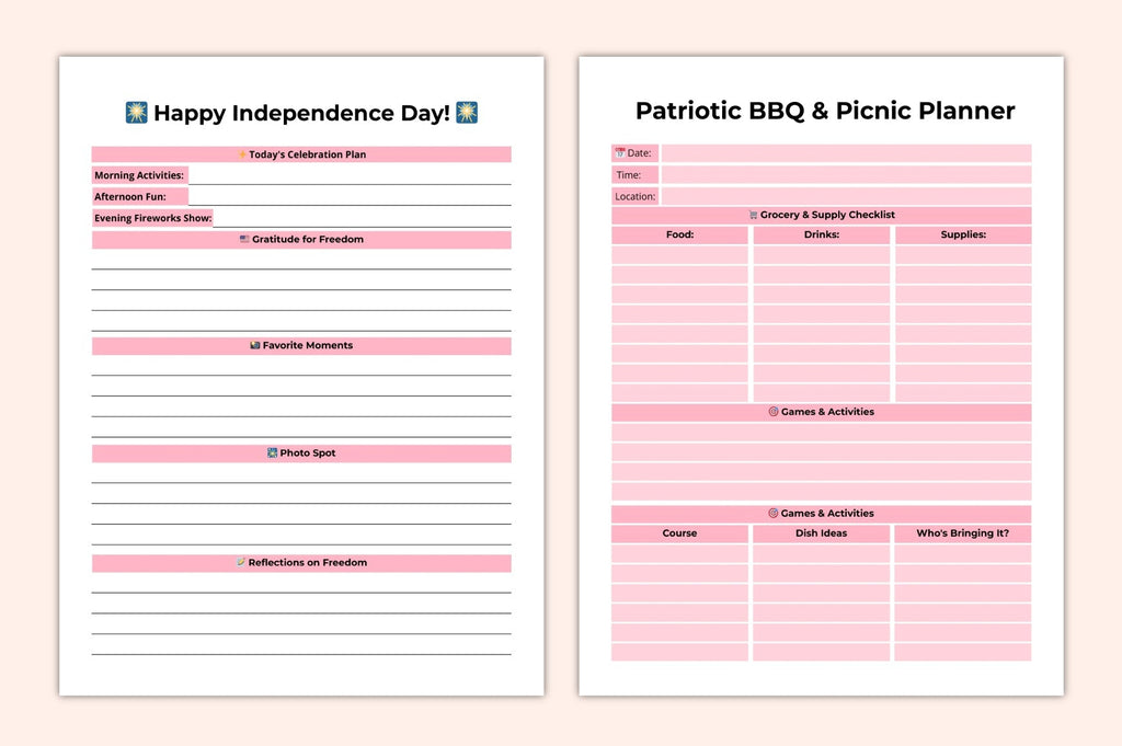 Freedom Celebration Fireworks Planner