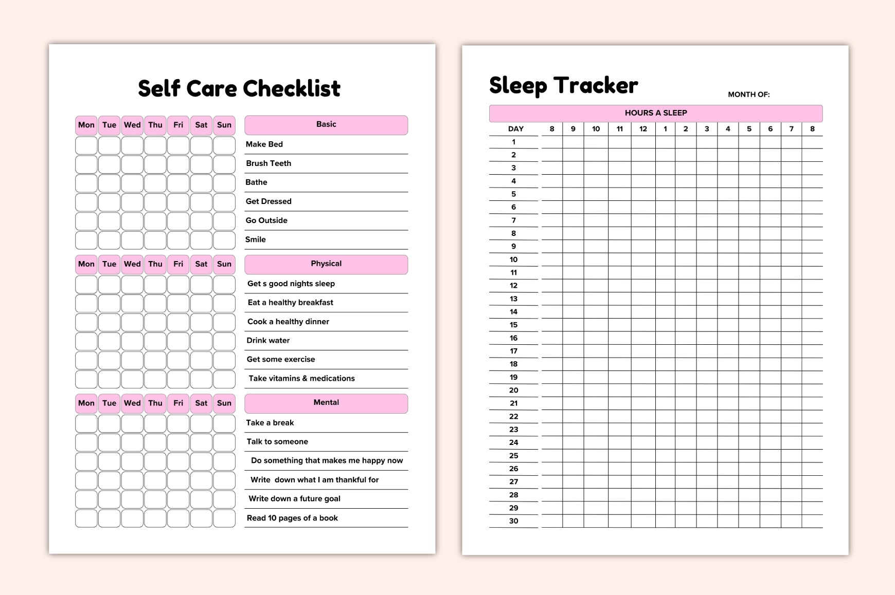 ADHD Self-Care Routine Planner printable PDF daily routine worksheets