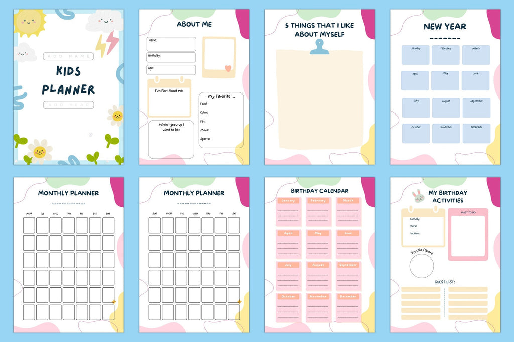 Yearly Activities Update Kids Planner