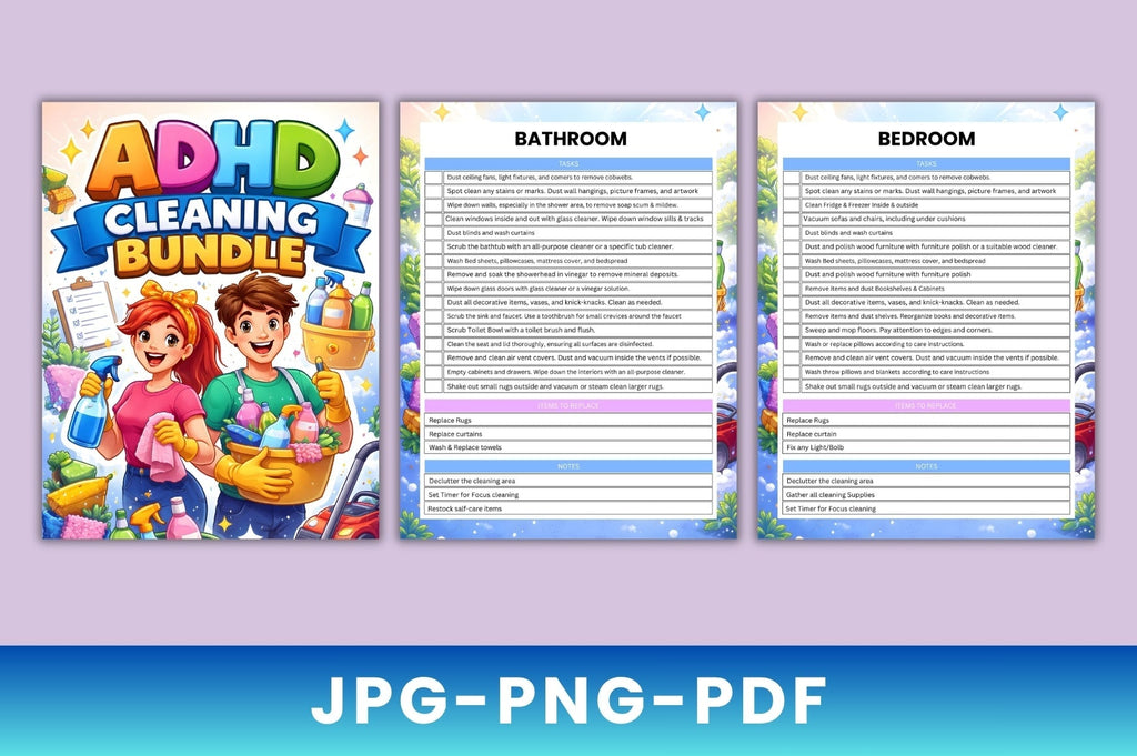ADHD Planner Bundle featuring daily planner and productivity worksheets