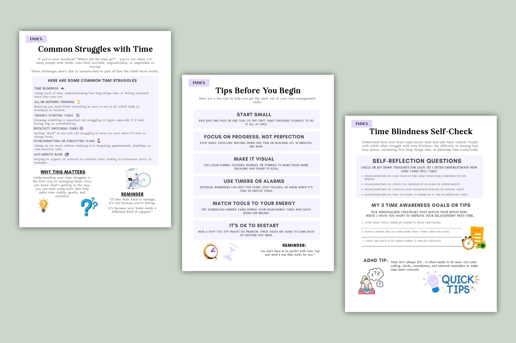 ADHD Time Control Worksheets Book featuring scheduling and focus worksheets