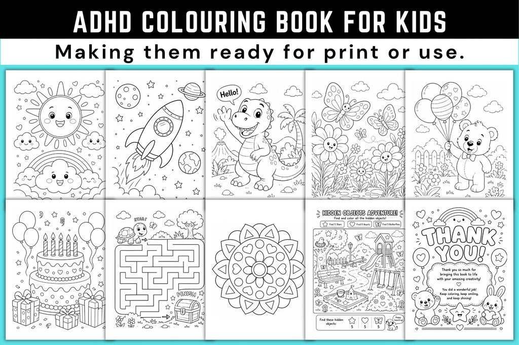 Adhd Coloring For Kids Book