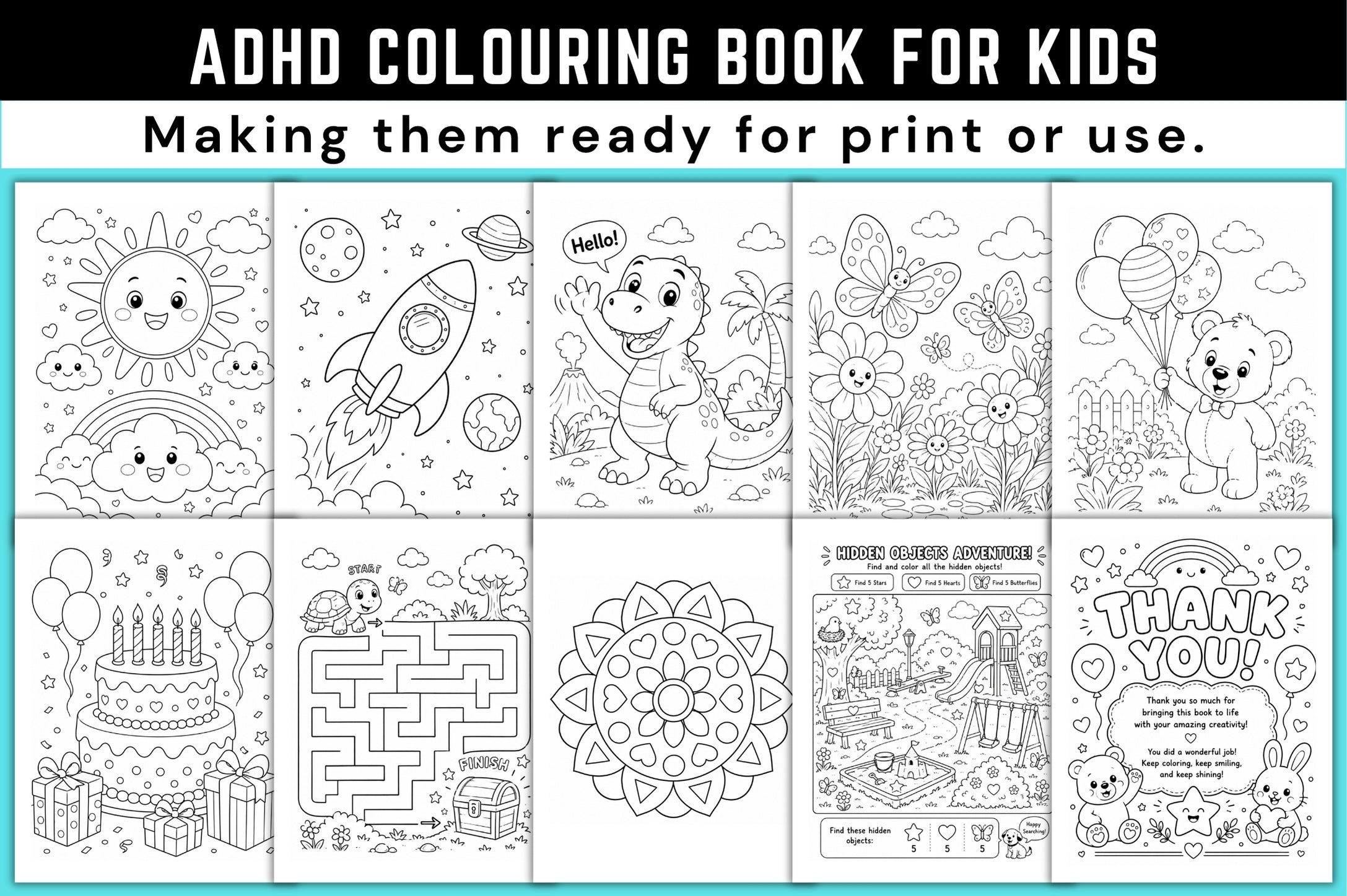 Adhd Coloring For Kids Book
