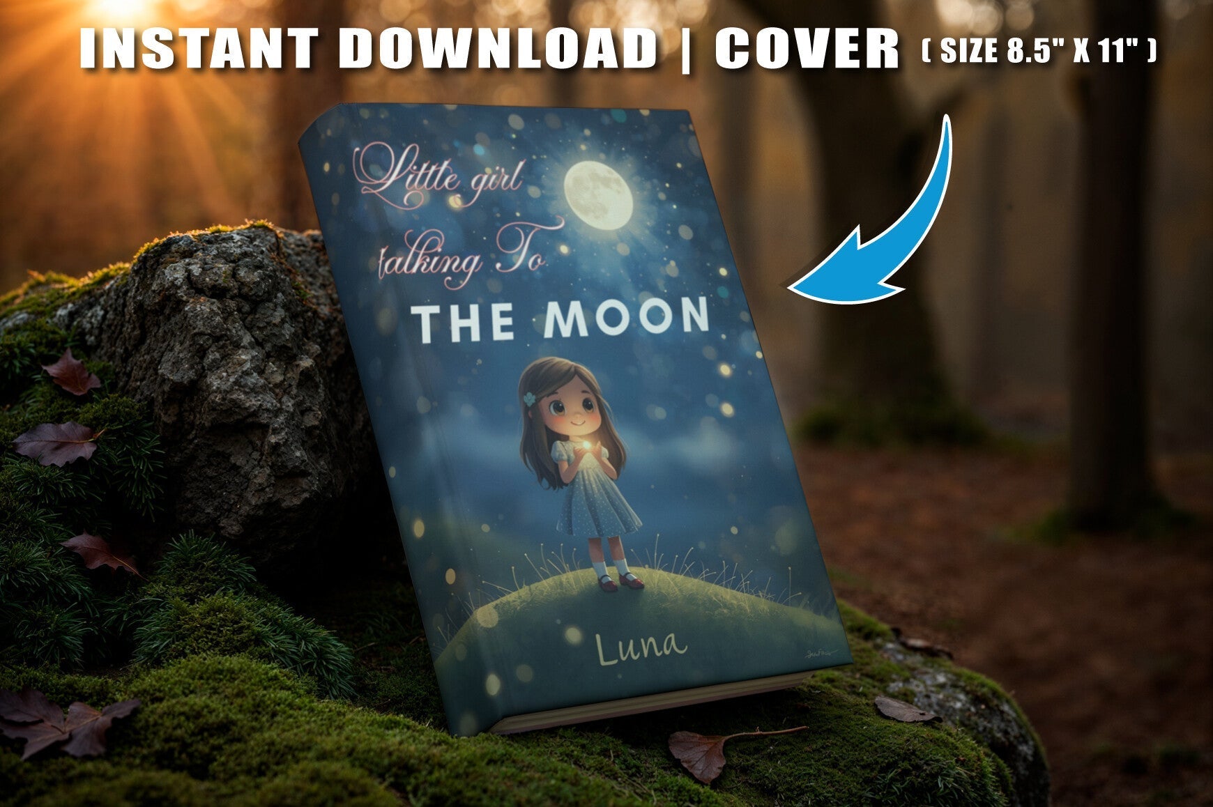 Little Girl Talking to the Moon
